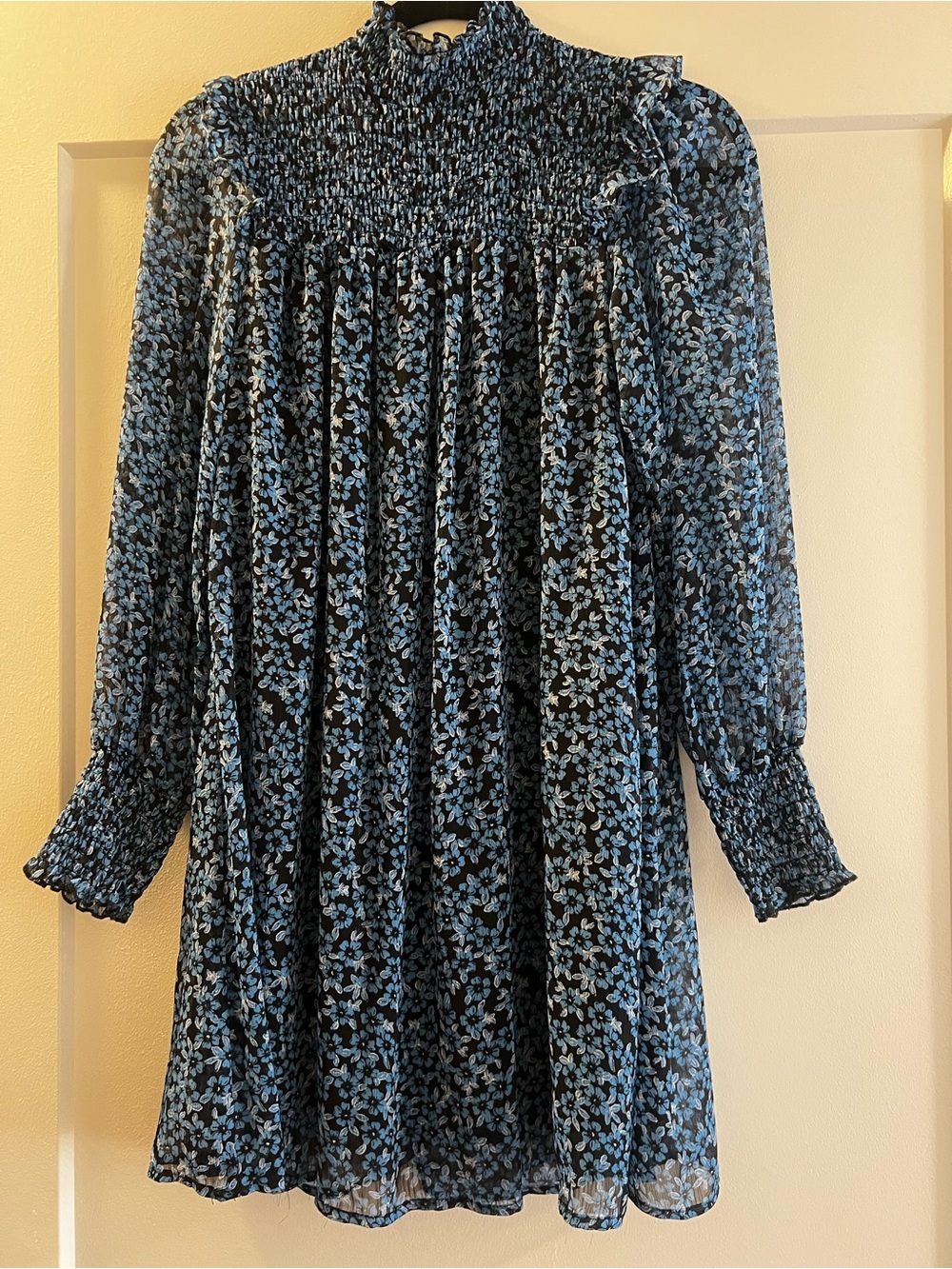 Blue Floral Smocked Dress